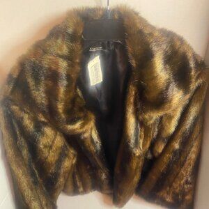 Cejon Women's Faux Fur Teddy Jacket - Brown and Black, Size L/XL (NEW)